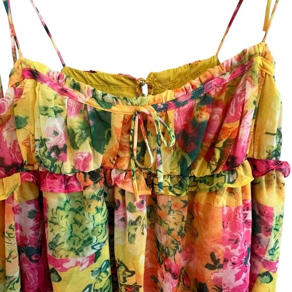 Y2K Womens Floral Babydoll Dress Size XS Bloomcore Fairy Flowy Summer Romantic - Picture 2 of 7